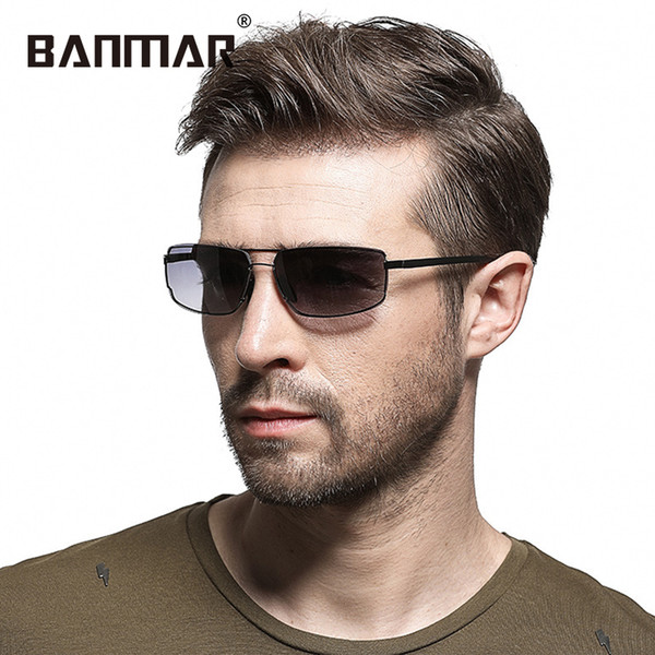 BANMAR Square Sunglasses Men Brand Designer Retro Vintage Outdoor Sun Glasses For Men Male Sunglass UV400 Oculos De Sol Shades 128