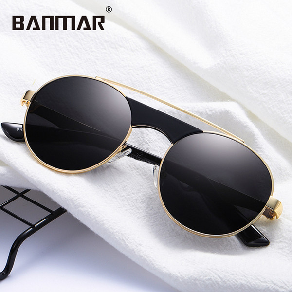 BANMAR Rose Gold Lady Sun Glasses Round New Women Sunglasses UV400 Vintage Alloy Frame Classic Brand Designer Shades Oculos 0983