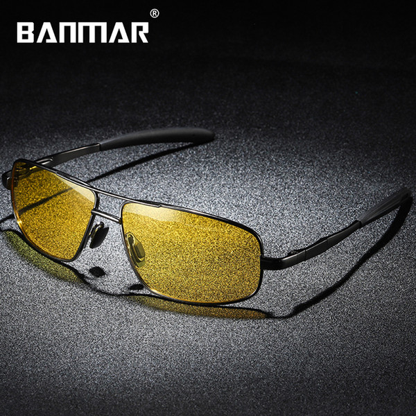 BANMAR Brand Vintage Men Square Sunglasses Polarized UV400 Lens Night Vision Eyewear Accessories Male Sun Glasses For Women A543