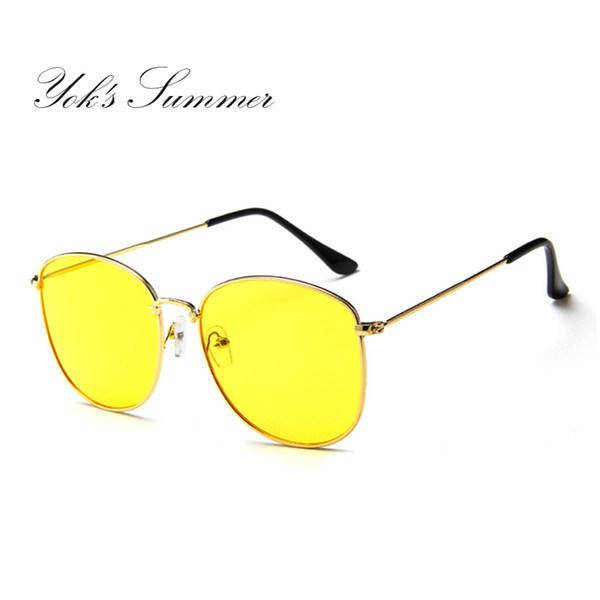 Yok's Summer Sunglasses Men Women Full Frame Driving Glasses Clear Ocean Mirrored UV Protection Beach Retro Eyewear WL015