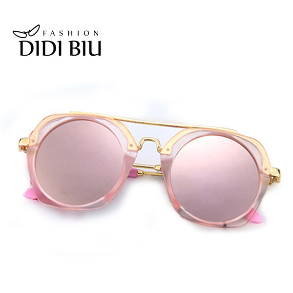 DIDI Cool Children Small Round Sunglasses Boy Metal Half Frame Girls Glasses Pink Colorful Cute Decoration Sunglasses C759