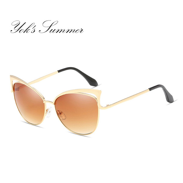 DIDI Fashion Cat Eye Sunglasses Women Brand Design Alloy Frame Thin Sun Glasses Female Gradient Shades Goggle UV400 WL124