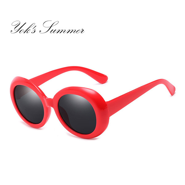 Yok's Round Sunglasses Women Men Brand Various Designer Vintage Oversized Plastic Frame Sun Glasses Lovely Decoration Femme Eyewear WL068