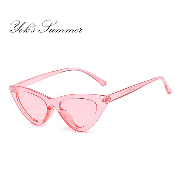 Yok's Cat Eye Sunglasses Women PC Colored Transparent Frame Sun Glasses For Women Luxury Brand Mirror UV400 Lens Gafas Femme WL071