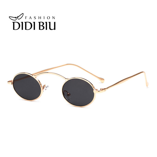 Steampunk Oval Small Sunglasses Women 90s Vintage Gold Black Metal Frame Tiny Sun Glasses Men Mini Round Gothic Oculos WN1078