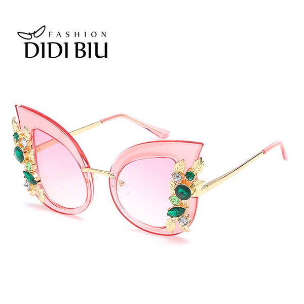 Big Butterfly Crystal Sunglasses Women Leopard Flower Diamond Sun Glasses Ladies Oversize Top Grace Eyewear Cat Eye Shades WL938