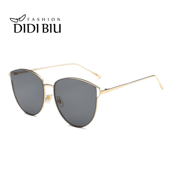 DIDI 2019 Summer Fashion Rimless Brand Women Sunglasses Cat Eye Gold Alloy Frame Thin Sun Glasses Female Gradient Coating Gafas WN946