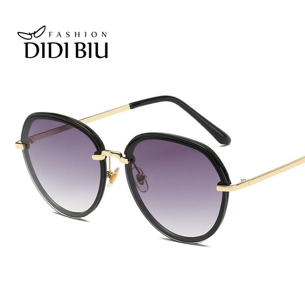 DIDI Brand Designer Fashion Round Sunglasses Women Retro Metal Frame Big Sun Glasses Ladies Goggles Gradient Gafas Femme WN942