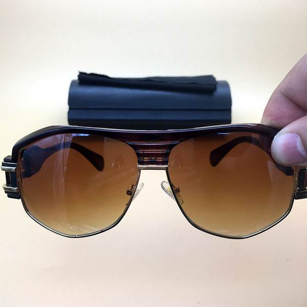 metal Vintage Sunglasses 080 Amber Frame Brown Lenses Eyeglasses Legends Coating Glasses shades Mirror eyewear oculos de sol 671