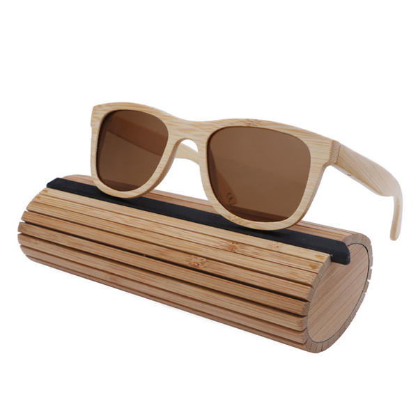 2018 Womens Mens Bamboo Wooden Sunglasses natural bamboo eyewear With Coating Mirrored UV 400 Protection Lenses