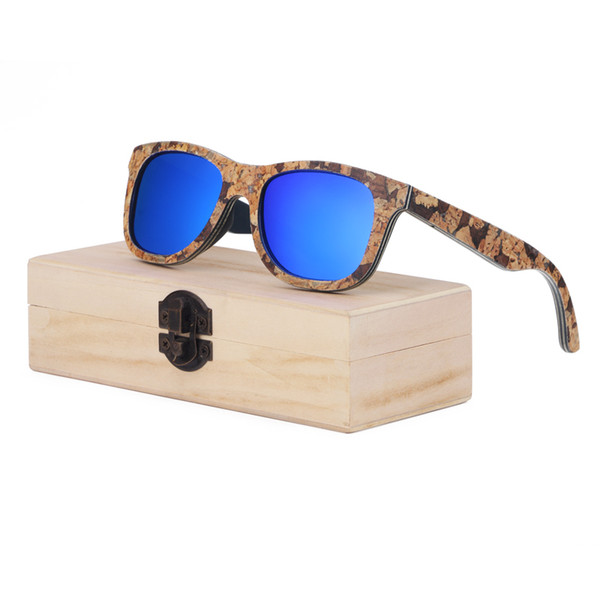 cork Wooden Polarized Wood Sunglasses Mens Vintage UV400 eyewear women Bamboo glasses in Gift Box