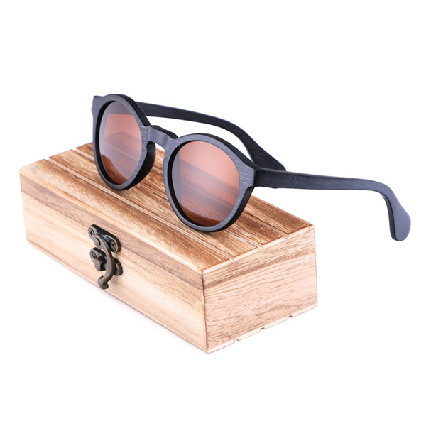 round polarized woman sunglasses man Bamboo wooden sunglasses oculos de sol feminino Dropshipping with wood case