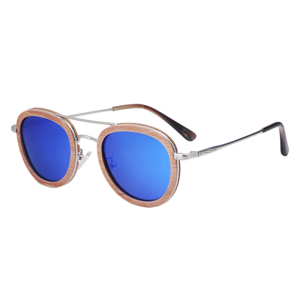 Beech Wood Men Sunglasses Polarized Wooden Sun Glasses for Women Blue Lens Handmade Fashion Brand UV400