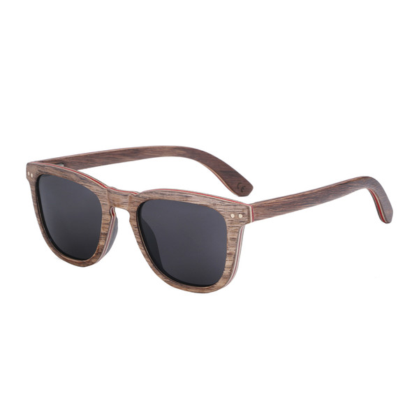 Wooden Sunglasses Women Mirror Square Skateboard Sunglasses Bamboo Vintage Polarized Bamboo Sunglasses For Man oculos de sol feminino Drops