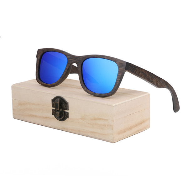 Wood Sunglasses Men women square bamboo Women for men women Mirror Sun Glasses retro de sol masculino 2018 Handmade with case