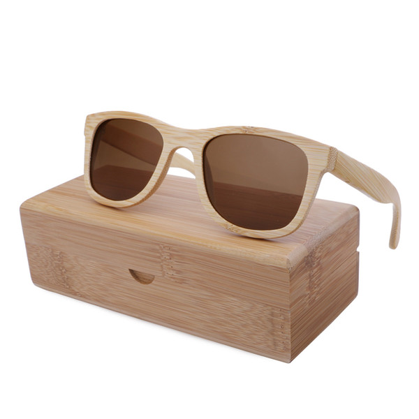 Wooden Sunglasses Women Mirror Goggle Square natural bamboo Sunglasses Bamboo Vintage Polarized Bamboo Sunglasses For Man