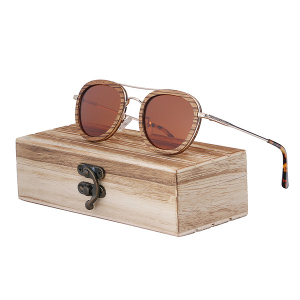 Black Walnut Wooden Polarized Sunglasses Mens Vintage UV Protection eyewear women Bamboo glasses in Gift Box