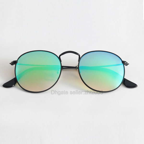 2018 New Arrival Brand Designer Retro Eyewear style Cassdall Round Black Green gradient mirror Sunglasses Unisex Glasses come brown box