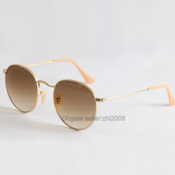 Brand vintage Sunglasses Women Men Fashion circle UV400 Sun Glasses Alloy Frame Eyewear Gold Frame Sunglass gradient round 50mm