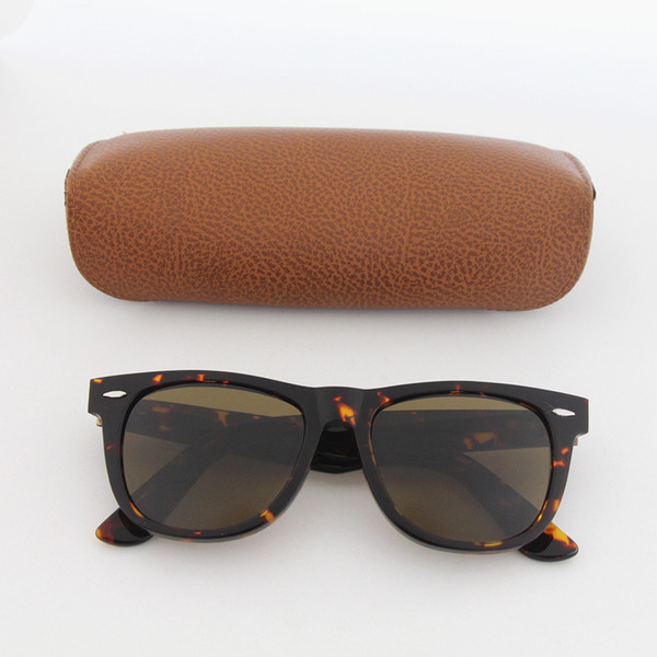 Brand Designer top quality Men Women square Tortoise Frame Brown 54mm Sunglasses Vintage Fashion Sun Glasses uv400 glass lens with Brown box