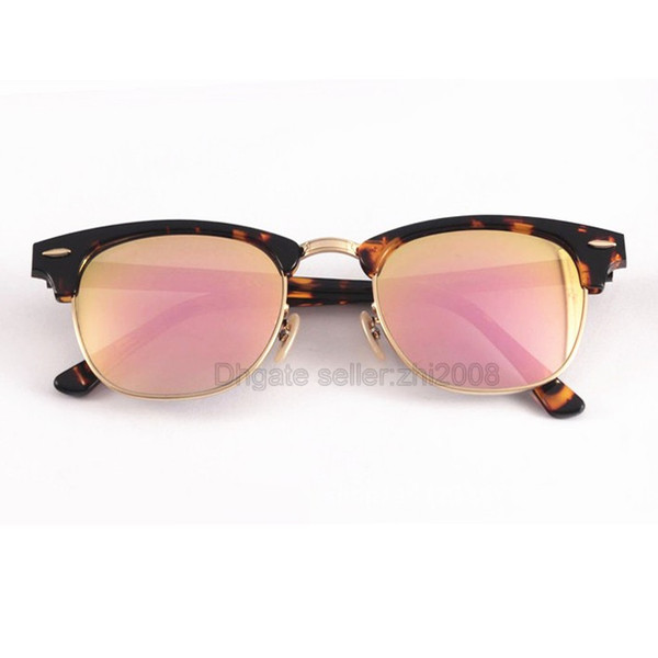 Highest Quality Beach Style Gradient Sunglasses Leopard frame Pink Mirror glass lens 51mm for Men women Retro Eyewear with package