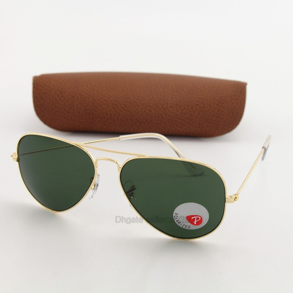 1pcs Luxury Driving Polarizing Cassdall Sunglasses Women Gold Alloy Frame Green Glasses Designer Fashion Male Female Shades With Case