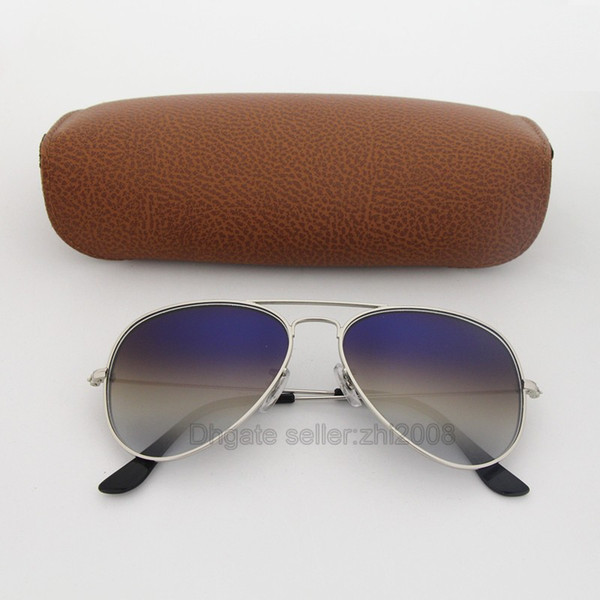 1pcs Mens Womens Designer Classic Pilot Sunglasses Cassdall Sun Glasses Eyewear Silver Frame Blue Gradient Lens 58mm Come With Brown box