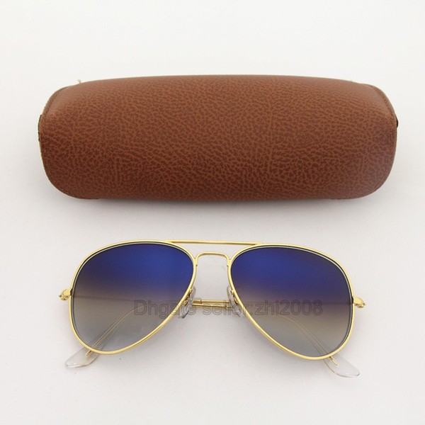 1pcs Top Fashion Brand Pilot Sunglasses Designer Cassdall Sun Glasses For Men Women Gradient Gold/Blue Glass Lens 62mm Come brown Box