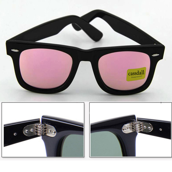 Free Shipping cassdall Top Quality Black Metal Hinge Frame Sunglasses Men Women Brand Designer Fashion Sunglasses Pink 50/54mm lens With Box