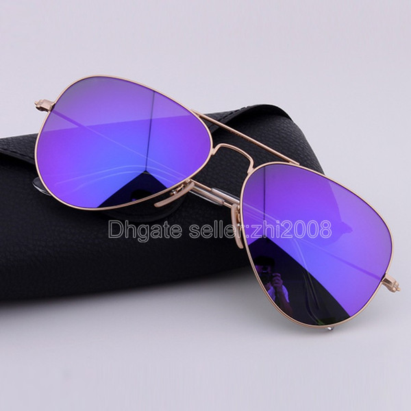 new wholesale Luxury pilot Sunglasses Women Brand Designer Gold Frame deep blue Sun Glasses Women Sunglasses Vintage Mirror uv400 with box