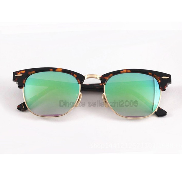 New Green Gradient hot sale factory wholesale top quality 51mm half frame designer sunglasses Womens Mens UV400 protecton mirror sunglass