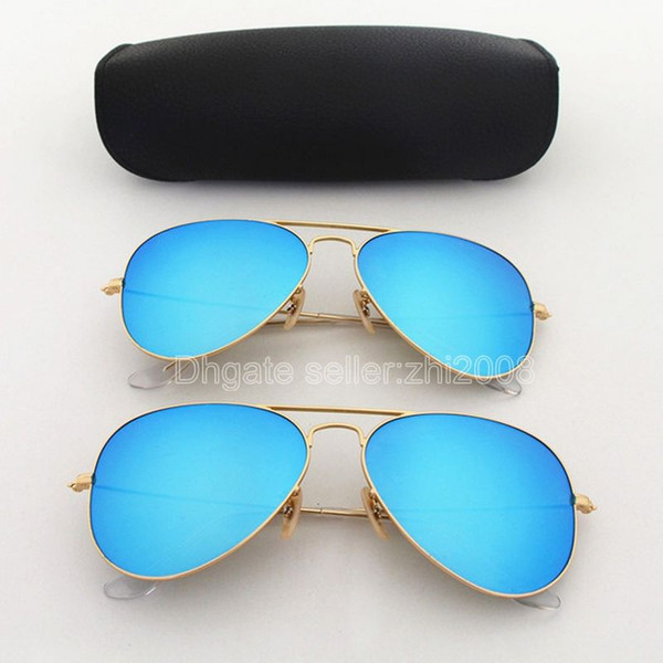 Hot sale high quality cassdall summer Pilot sunglasses women designer men glasses classic matte gold frame blue mirror lens 58mm 62mm