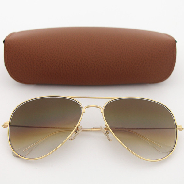 1pcs Classic Hot Sale Vassl Mens Womens Gradient UV400 Sunglasses Designer Sun Glasses Gold Metal Frame Brown 58mm Glass Lens come Box