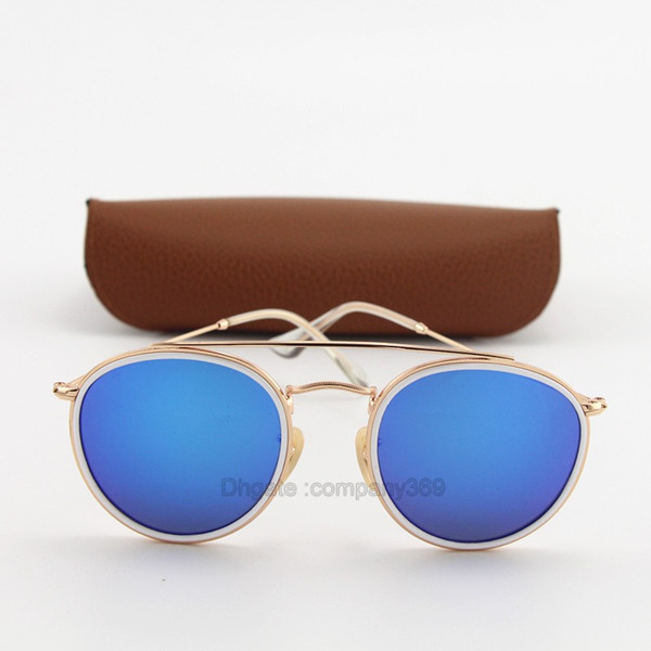 5pcs new arrival designer Summer new sunglasses men and women round Blue Colorful glass lens vintage fashion classic UV400 gafas