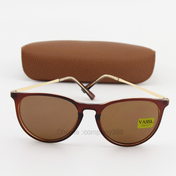 5pcs Top Quality New Vassl Fashion Sunglasses For Man Woman Eyewear Designer Brand Sun Glasses Brown Frame 54mm Lens Gafas de sol with box