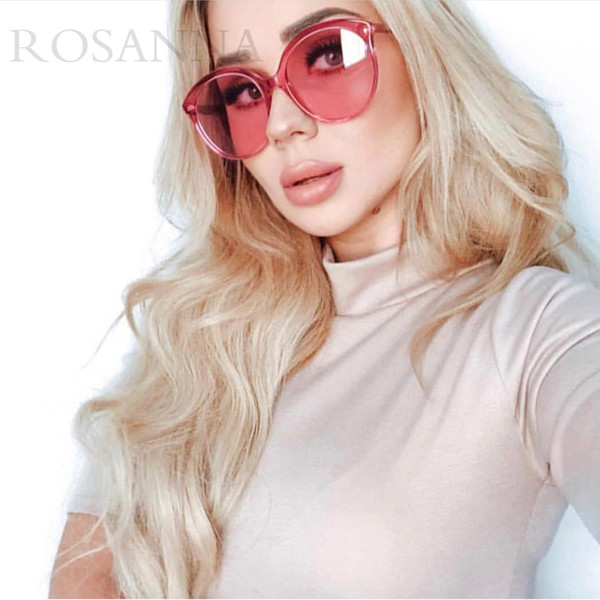 ROSANNA New High Quality Brand Luxury Female Round Sunglasses Women Oversized Sun Glasses Vintage Rose Pink Sunglass Oculos de sol UV400