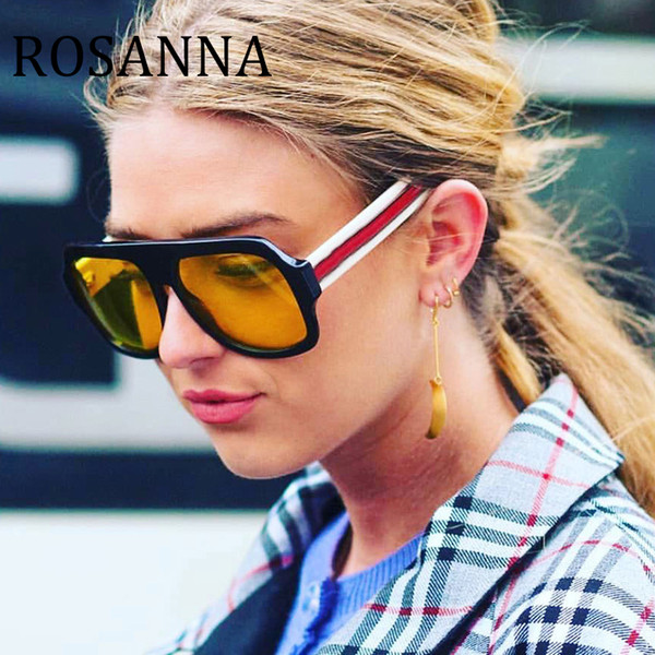 ROSANNA 2018 Oversized Flat Top Sunglasses For Women Brand Designer Premium Square Sun Glasses Men Big Frame Glasses Female Male UV400