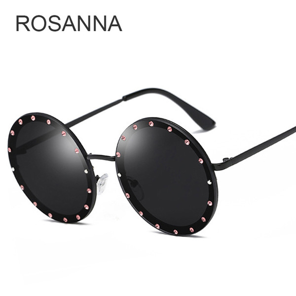 ROSANNA Luxury Round Crystal Decorative Sunglasses Women New 2018 Brand Designer Rhinestone Sun Glasses for Female High Quality Oculos