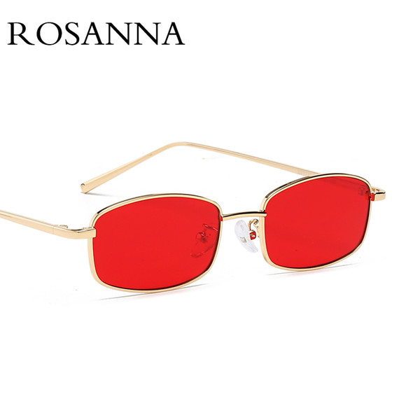 ROSANNA 2018 Women Small Square Women Sunglasses Fashion Metal Frame Red Sun Glasses Brand Design Female Coating Shades Glasses