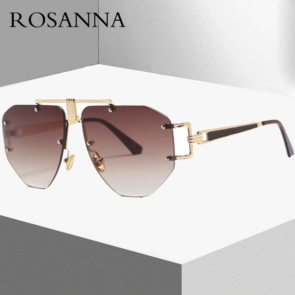 ROSANNA 2018 Oversized Women Men Square Rimless Sunglasses Brand Design Vintage Irregular Eyewear Metal Frame Sun Glasses Female UV400