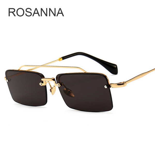 ROSANNA women shades Rectangle Sunglasses Men Women Brand Designer Rectangle Metal Sun Glasses Ladies Small Retro Shades Eyewear UV400