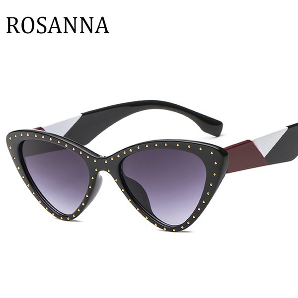 Hot Small Cat Eye Sunglasses 2018 Brand Designer Vintage Sexy Women Rivet Sun Glasses Female Fashion Gradient Sun Glasses Female UV400