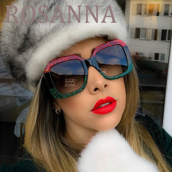 2018 Luxury crystal Oversized Square Women Sunglasses Retro Italy Brand Designer Crystal Frame Sun Glasses For Female Red Blue oculos YW999