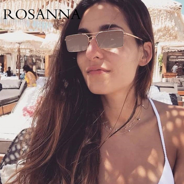 ROSANNA Classic Brand Women Metal Sunglasses Men Retro Small Square Sun Glasses fashionWomen Gradient Mirror Sun Glasses Small Eyeglass