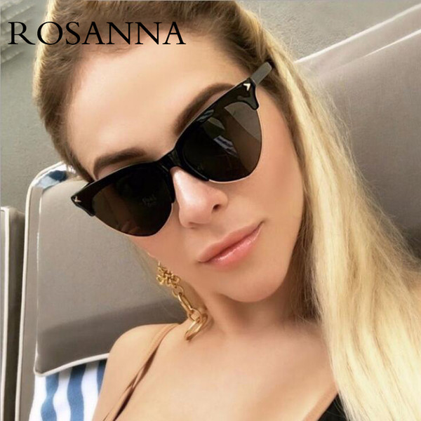 ROSANNA Cat Eye Sunglasses Women Retro Fashion Brand Designer Sun glasses for Men High Quality Mirror shades Eyewear UV400