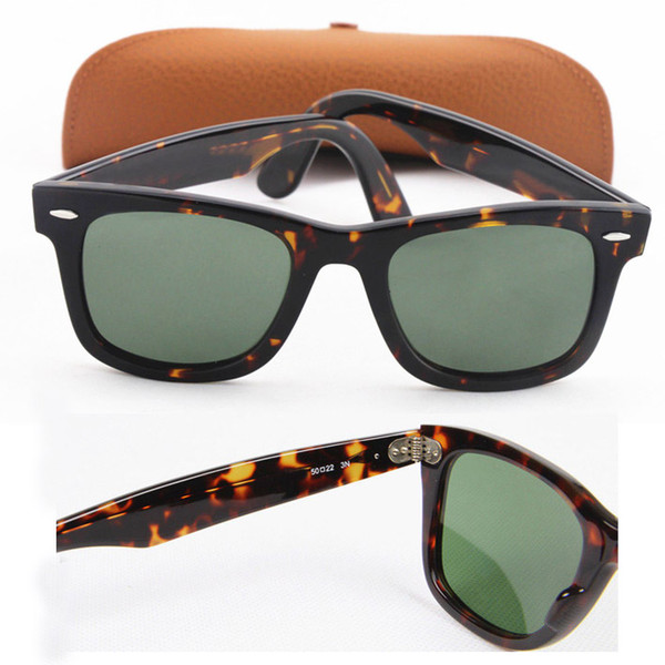 hot high quality Txrppr Brand Designer classic Tortoise Metal Frame Sunglasses for Women Men 50mm Green Glass Lens with Leather Box