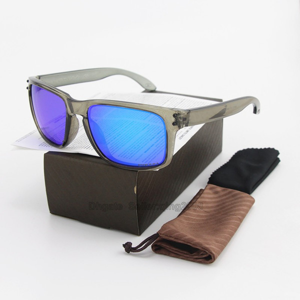 1pcs NEW Fashion Polarized Sunglasses Men Brand outdoor sport Women Googles Grey Transparent frame UV400 Blue Mirror Sun glasses with box