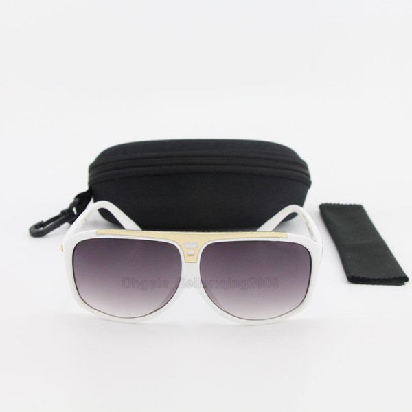 10pcs hot men brand designer sunglasses White Frame evidence sunglasses retro vintage white gold summer style Z0350 top quality with box