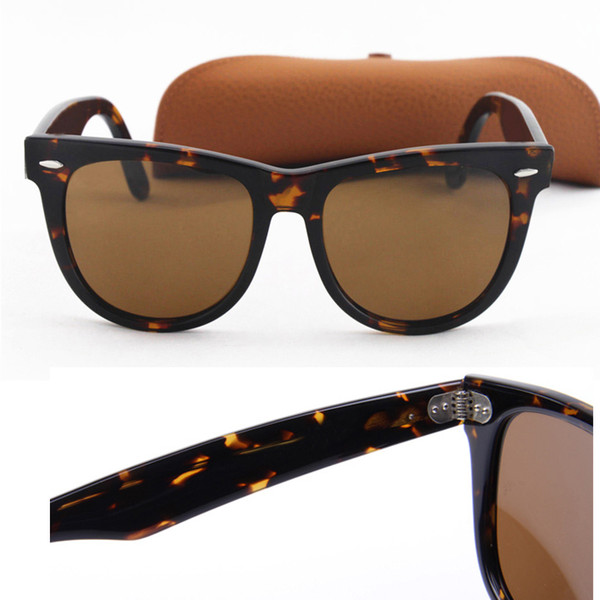 Top Quality Metal Hinge Glass Lens Sunglasses Womens Men Sunglasses Eyeglass UV400 Plank Leopard Metal Frame Brown 54mm Eyewear with Box