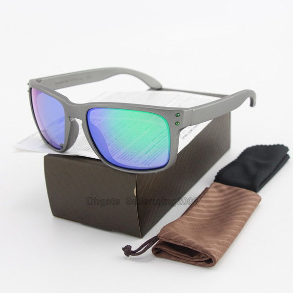 2pcs Brand design Cylcing Sunglasses Grey Frame Green Colorful Polarized New Fashion Brand Design For Men Women sport eyewear with box